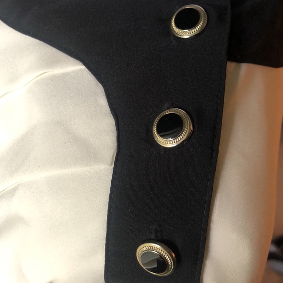 Vintage Pleated Josephine Blouse with Gold-rimmed Shiny Black Buttons!! Size 24W - Picture 10 of 11